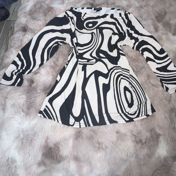 KAREN MILLEN Printed Mono Slash Artful Abstract Jersey Top, size 10 - Picture 7 of 13